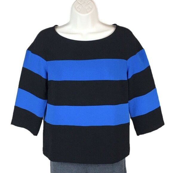 Ann Taylor Blouse Size XS Extra Small Blue & Black - Picture 1 of 6